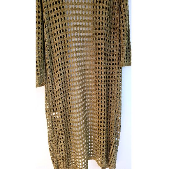 Anthropologie Open-Weave Long Cardigan Sweater, Olive Green, Retail $120 NWT NEW - Picture 4 of 11